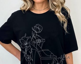 Exotic Heels Floral T-Shirt, Pole Dance Gift