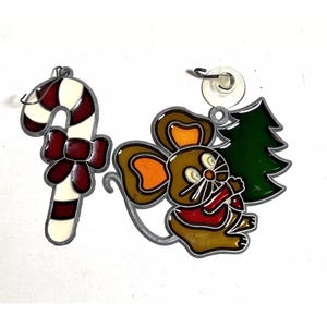 Vintage zonvanger gebrandschilderd acrylglas kerstversieringen muis, snoepriet