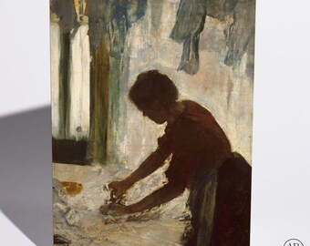 Mother's Day Card, Degas A Woman Ironing, Fine Art Print, Blank Inside