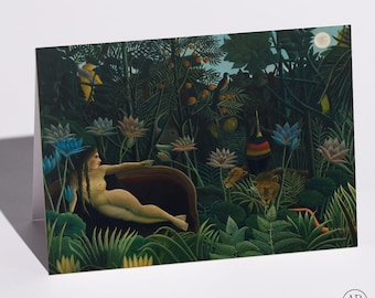 Valentine's Day Card, The Dream, Rousseau Woman in Jungle, Fine Art Print, Blank Inside