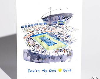 Tennis Card, One Love, Summer Tennis Lovers Card, Blank Inside
