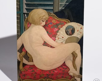 Just Because Card, Lili Hot Summer, Gerda Wegener Woman with Fan, Fine Art Print