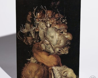 Just Because Card, Arcimboldo Earth, Animal Face Portrait, Fine Art Print