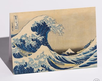 Motivation Card, The Great Wave off Kanagawa, Hokusai Fine Art Print, Blank Inside
