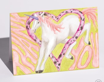 Thank You Card, Unicorn, Gratitude Pun, Blank Inside