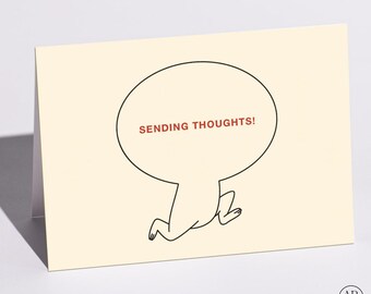 Thinking of You Card, With You in Mind, Speech Bubble Illustration, Blank Inside