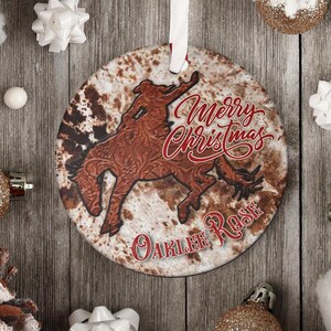 PERSONALIZED Cowgirl Bucking Horse Ornament, Custom Western Christmas Ornament, Rodeo Lover Christmas Gift, Cowgirl Western Stocking Stuffer