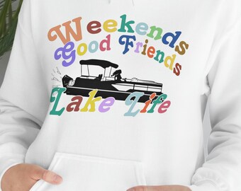 LAKE LIFE Unisex Heavy Blend Hoodie, Pontoon Hoodie, Camping Shirt, Boating Sweatshirt, Fishing Hoodie, Summer Vibes