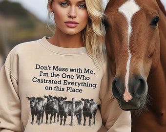 Funny Western Crewneck Sweatshirt Angus Cattle Farming Sweatshirt Christmas Gift for Cowboy, Cowgirl, Rancher, Farmer, Fun Cattle Lover Gift