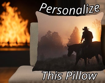 Western Faux Suede Square Pillow PERSONALIZED Rustic Throw Pillow, Ranch House Decor, Western Wedding or Housewarming Gift, Comes in 4 Sizes