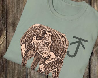 PERSONALIZED Hereford Cow & Calf T-Shirt, Calving Season Tshirt, Sweet Mama Cow Tee, Ranch Wife Cowgirl Ranch Mom shirt, Farm Mom Gift Top