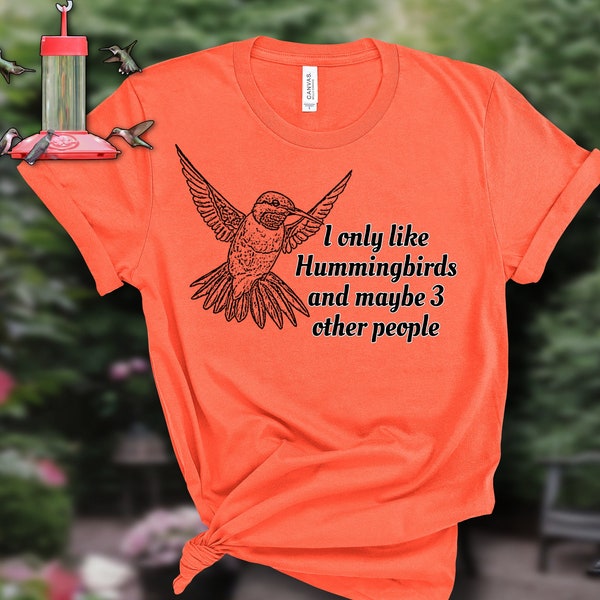 Funny Anti-Social Sarcastic Hummingbird Saying Graphic Tshirt, Grouchy Bird Nerd Birder Bird Watcher Gift Shirt Nature Lover Introvert Tee