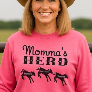 PERSONALIZED  Western Momma, Ranching Mom, Farm Moms, Cattle Producer Western Crewneck Sweatshirt, Mother&#39;s Day, Birthday, Christmas Gifts
