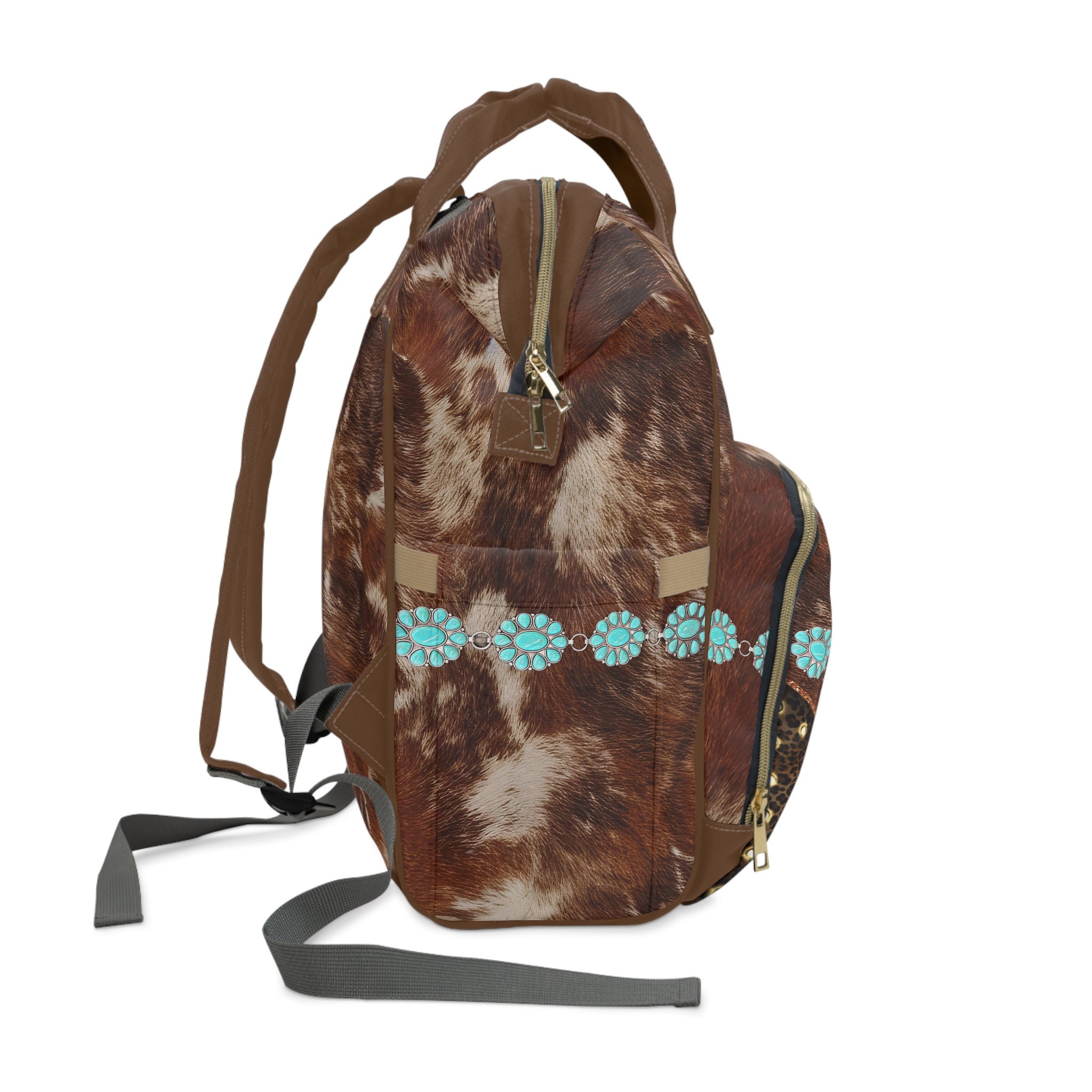 Back to School✨Genuine Western Backpack ? Turquoise Trim w/beautiful Cowhide Women main image 2