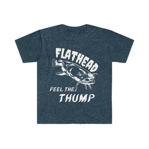 FLATHEAD Catfish T-shirt | Fishing Gift | Catfish Fishing | Reel Men Fish | River Rat Tshirt Heather Navy