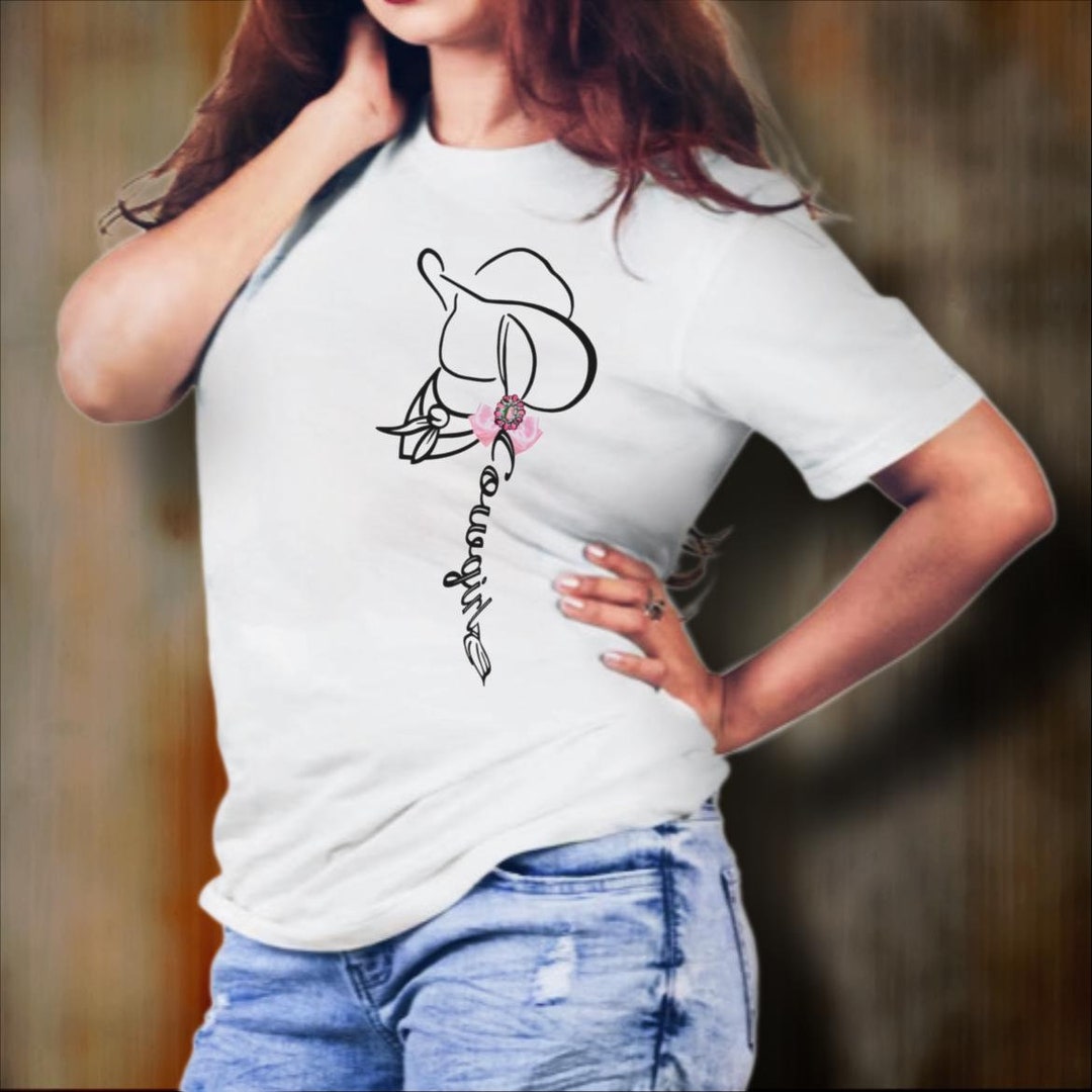 coquette-cowgirl-line-art-word-art-t-shirt-trendy-punchy-pink-coquette