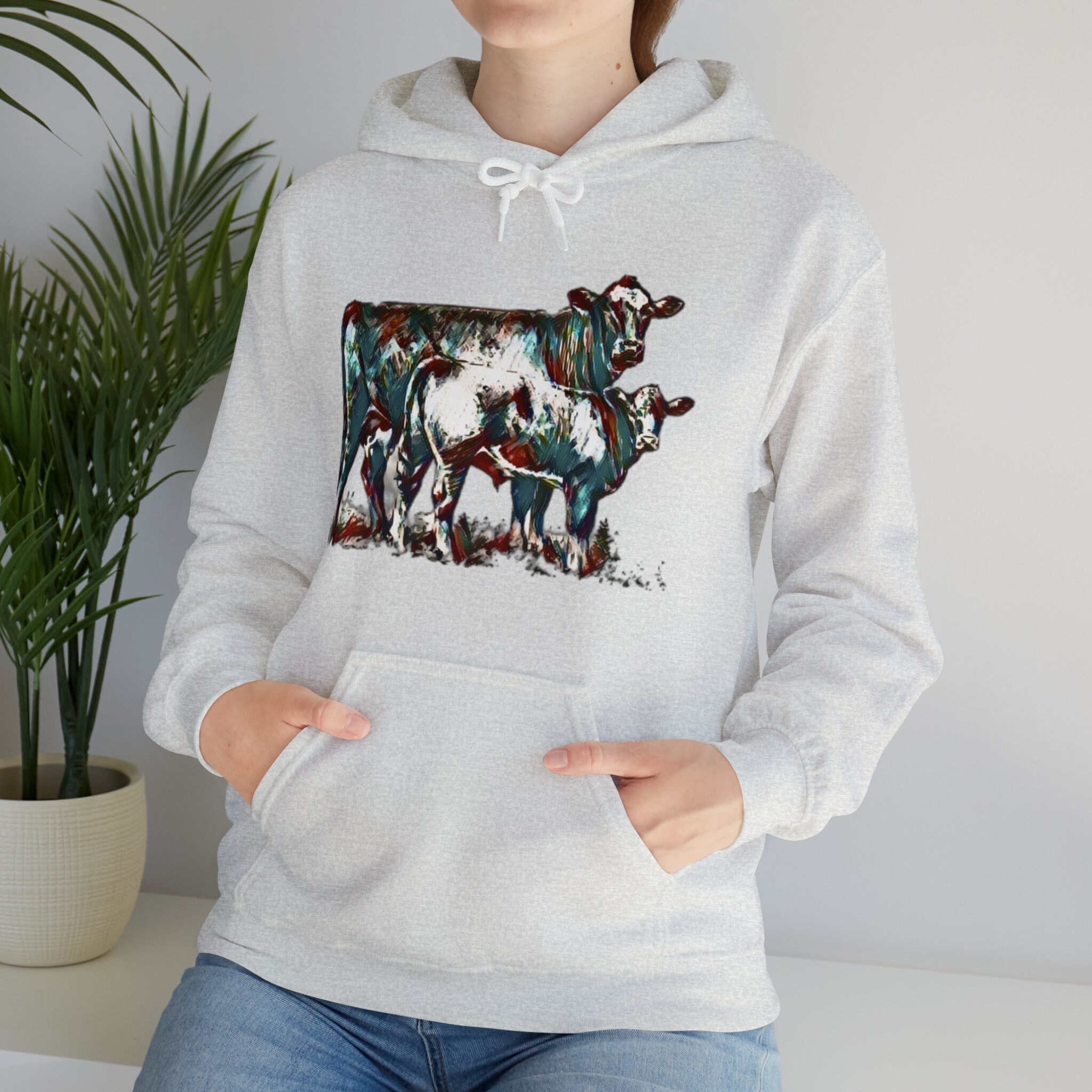 Colorful Cow Print Men's Zip Up Hoodie