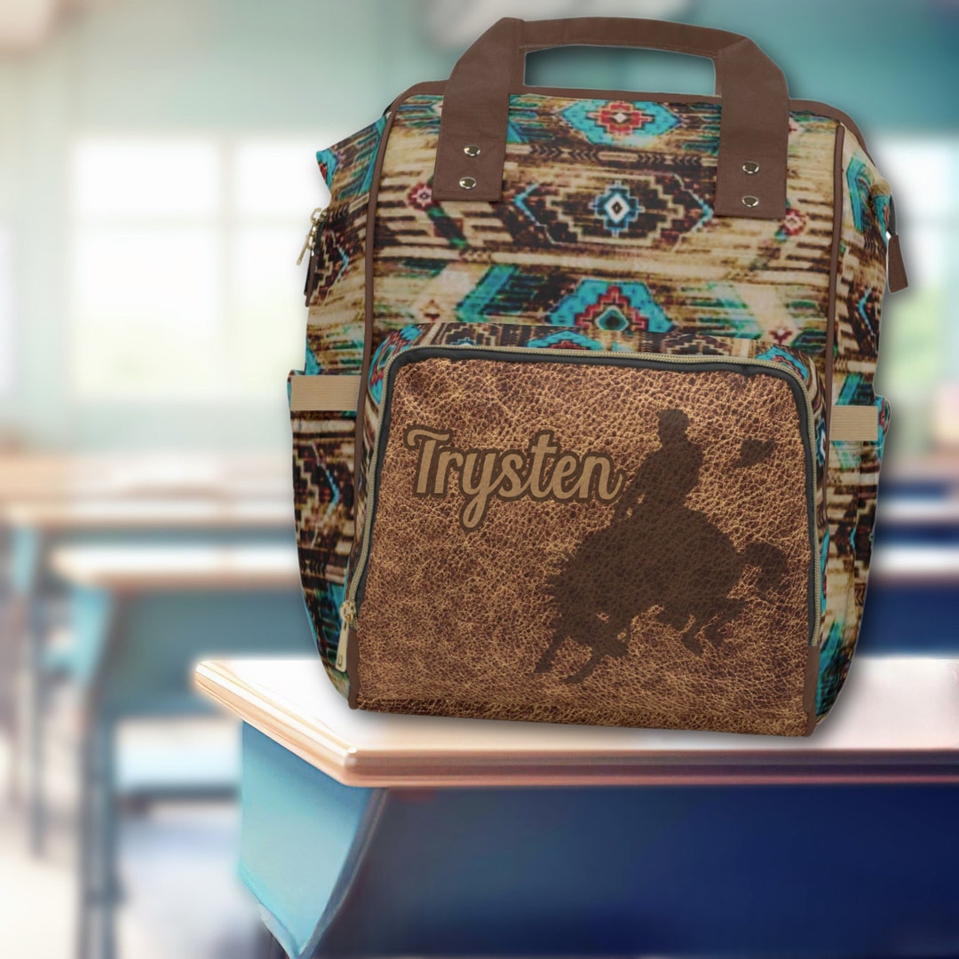 PERSONALIZED Back to School Western Backpack, Saddle Blanket Bronc ...