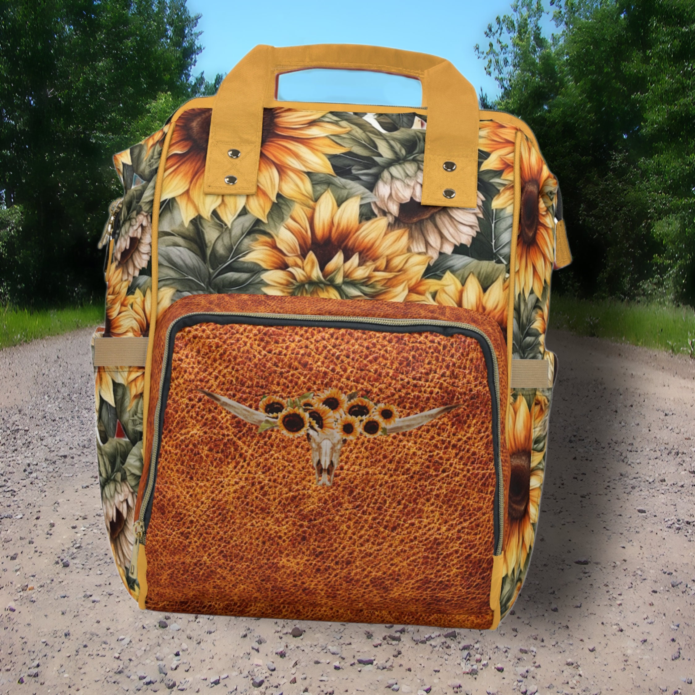 Cow Skull & Sunflower Backpack or Diaper Bag Sunflowers  display picture 2