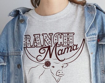 Cute Western T Shirt - Gildan 5000 - SIZES S thru 5XL - Ranch Mama Cow Cowgirl, Rancher, Country Girl, Rodeo Mom, Farming Cattle tee