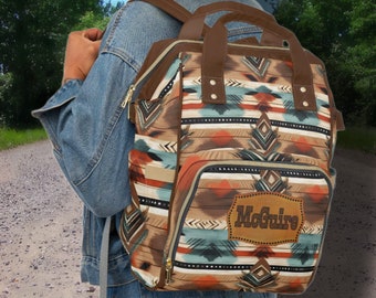 PERSONALIZED Western Backpack Diaper Bag, Western Baby Shower Gift Cowboy Saddle Blanket Backpack Cowgirl Backpack Digitally Printed Design