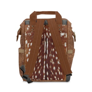 PERSONALIZED Back to School Western Backpack, Axis Deer Skin & Carved Leather Look in a PRINTED Design. Unique Western Christmas Gift image 5