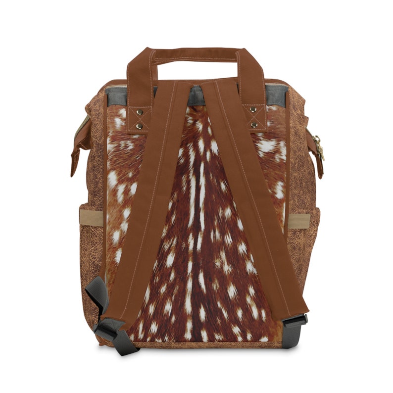 PERSONALIZED Back to School Western Backpack, Axis Deer Skin & Carved Leather Look in a PRINTED Design. Unique Western Christmas Gift image 5