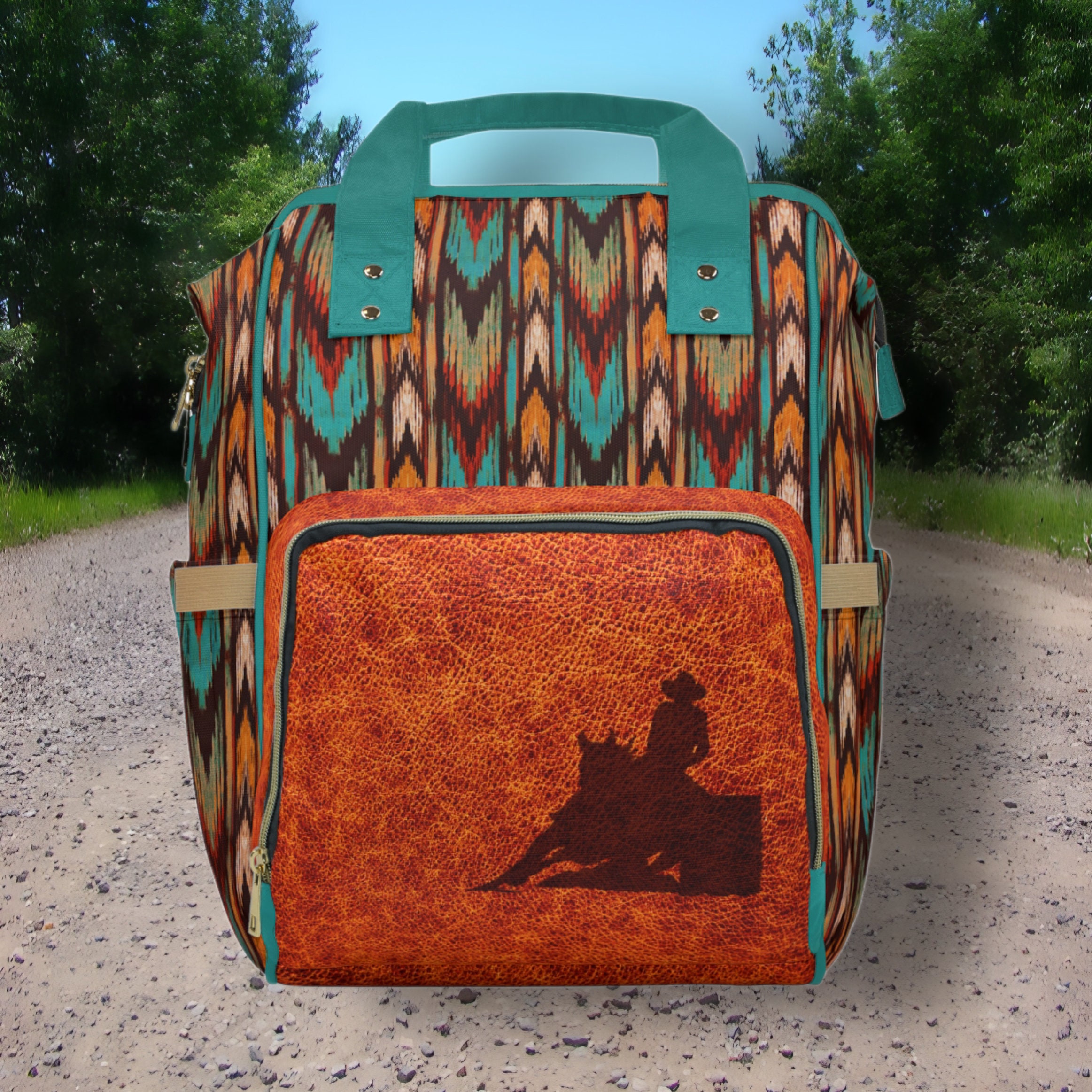 Western Rodeo Backpack PERSONALIZED Western Backpack Western Diaper Bag Aztec Print & Barrel ...