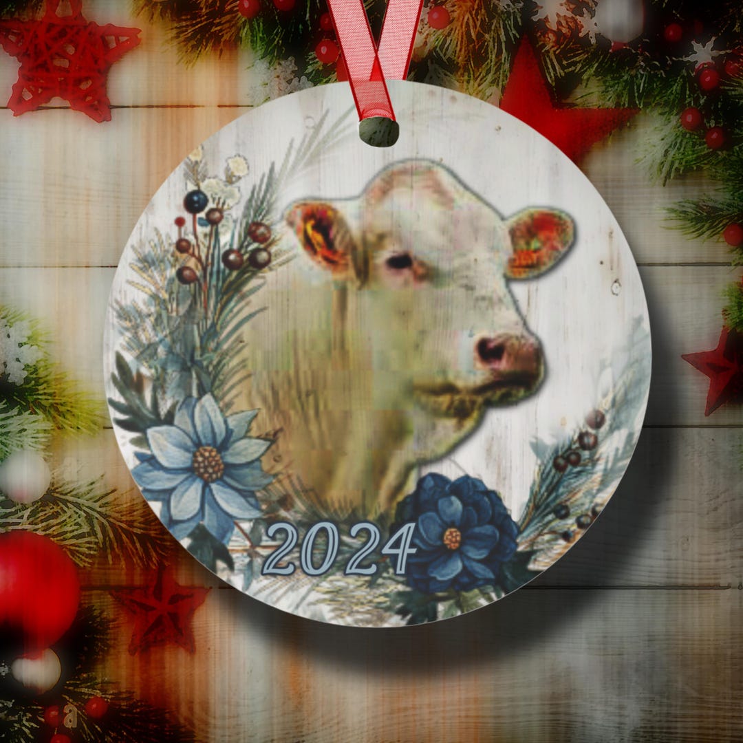 PERSONALIZED Charolais Bull Christmas Ornament, Custom Western Metal ...