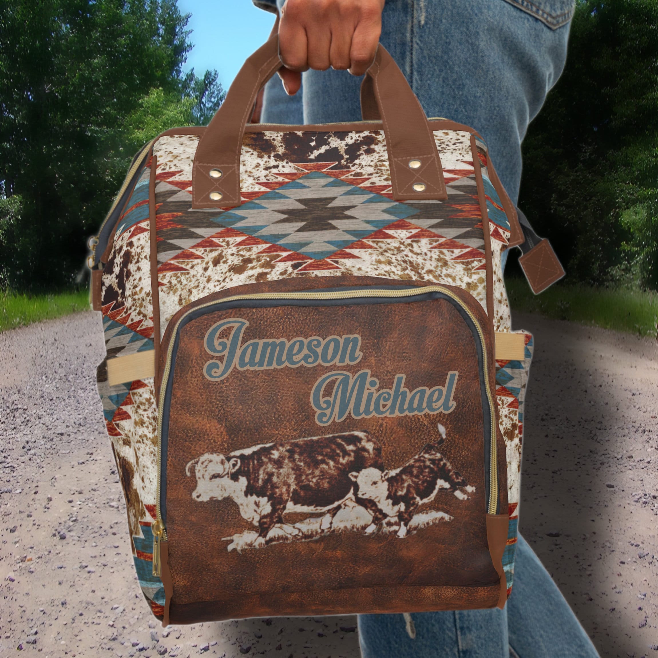 PERSONALIZED Western Backpack Horned Hereford Cattle Gift for Rancher ...