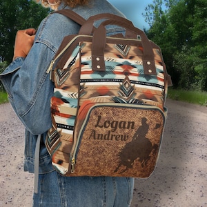 PERSONALIZED Western Backpack Western Diaper Bag Direct Digital Print Design Western Baby Gift, Carry-On, School Bag, Western Christmas Gift