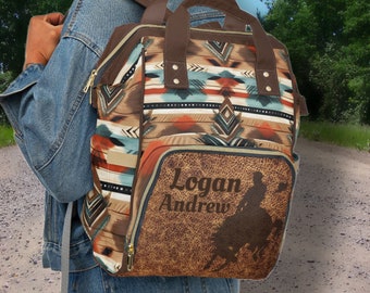 PERSONALIZED Western Backpack Western Diaper Bag Direct Digital Print Design Western Baby Gift, Carry-On, School Bag, Western Christmas Gift