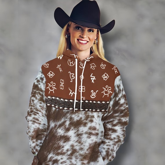 Western print hoodie hotsell