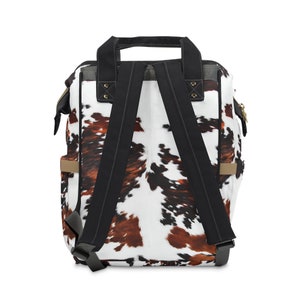 Personalized Western Backpack/Diaper Bag, DIGITALLY PRINTED Hair-on Cowhide & Carved Leather Design. Perfect Western Christmas or Baby Gift image 9