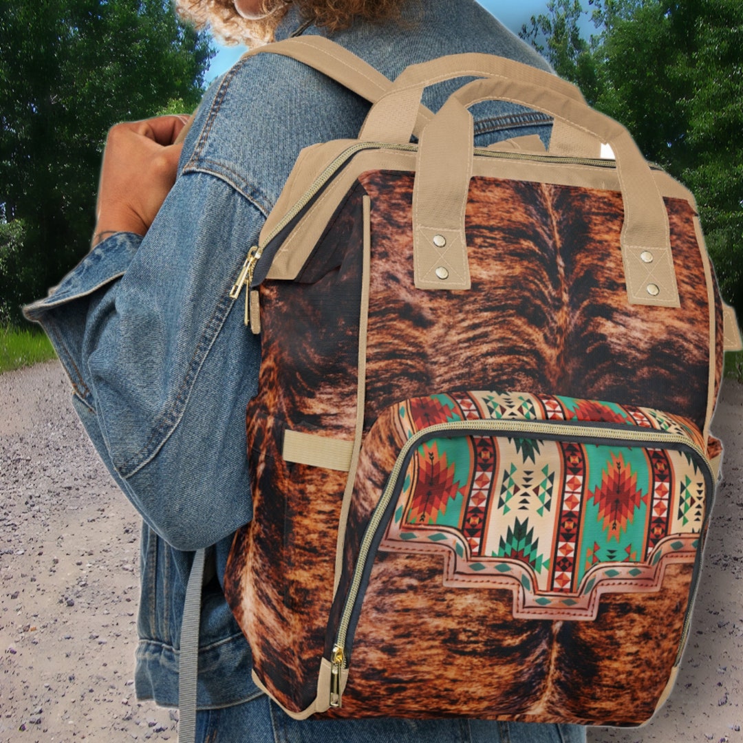 Western Rodeo Backpack Personalized Western Backpack or Diaper Bag, a Hair-on Cowhide & Carved ...