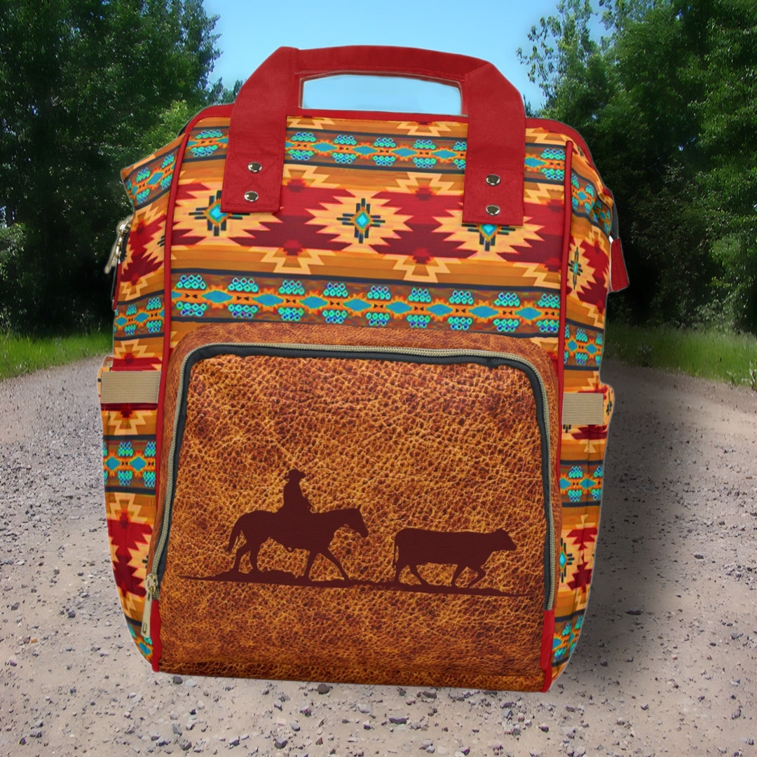PERSONALIZED Western Horse Backpack or Diaper Bag Saddle Blanket Carved ...