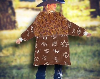 Kids Western OVERSIZED Blanket Shirt, Full Body Blanket PullOver for Kids, GIANT Wearable Blanket, Western Christmas Gift for Cowboy Cowgirl
