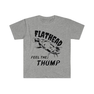 FLATHEAD Catfish T-shirt | Fishing Gift | Catfish Fishing | Reel Men Fish | River Rat Tshirt Sport Grey