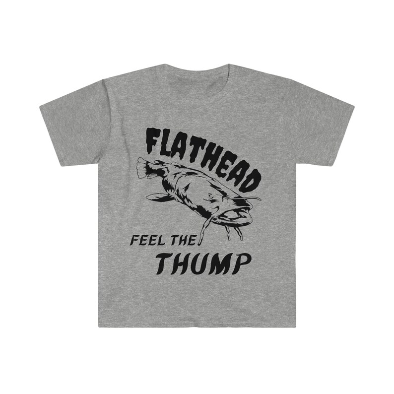 FLATHEAD Catfish T-shirt | Fishing Gift | Catfish Fishing | Reel Men Fish | River Rat Tshirt Sport Grey