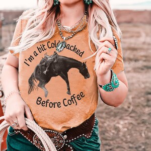 Funny Western tshirt makes a great Birthday or Christmas gift for Equestrian, Cowgirl, Cowboy or Horse Owners of any kind - Sizes XS-3X Heather Peach