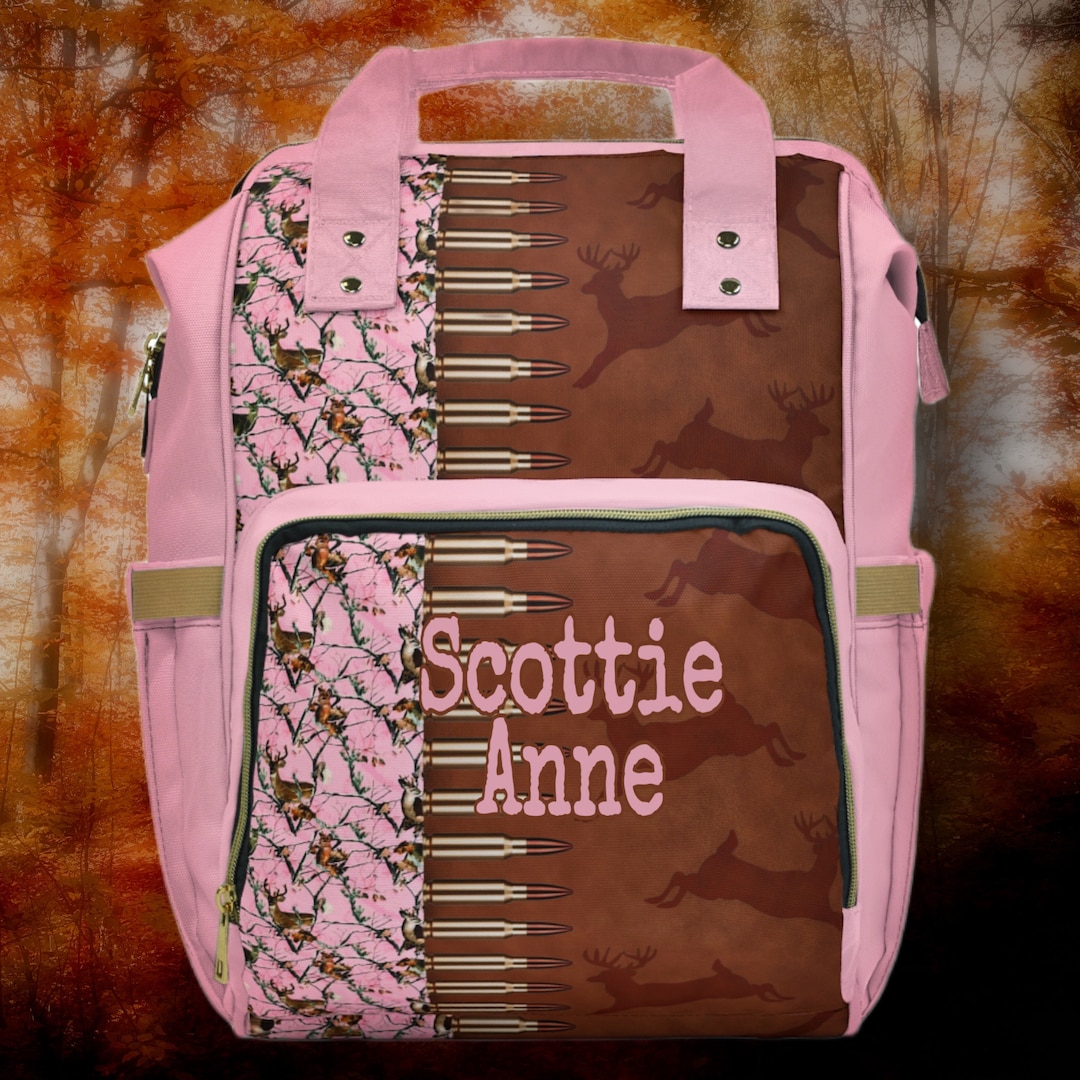 PERSONALIZED Hunter Backpack Diaper Bag Rustic Pink Camo Whitetail