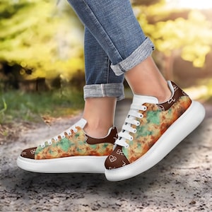 Women&#39;s Southwest Cattle Brand All Leather Sneakers, Cowgirl Punchy Western Tennis Shoes, Western Christmas Gift for Wife, Mom or Daughter