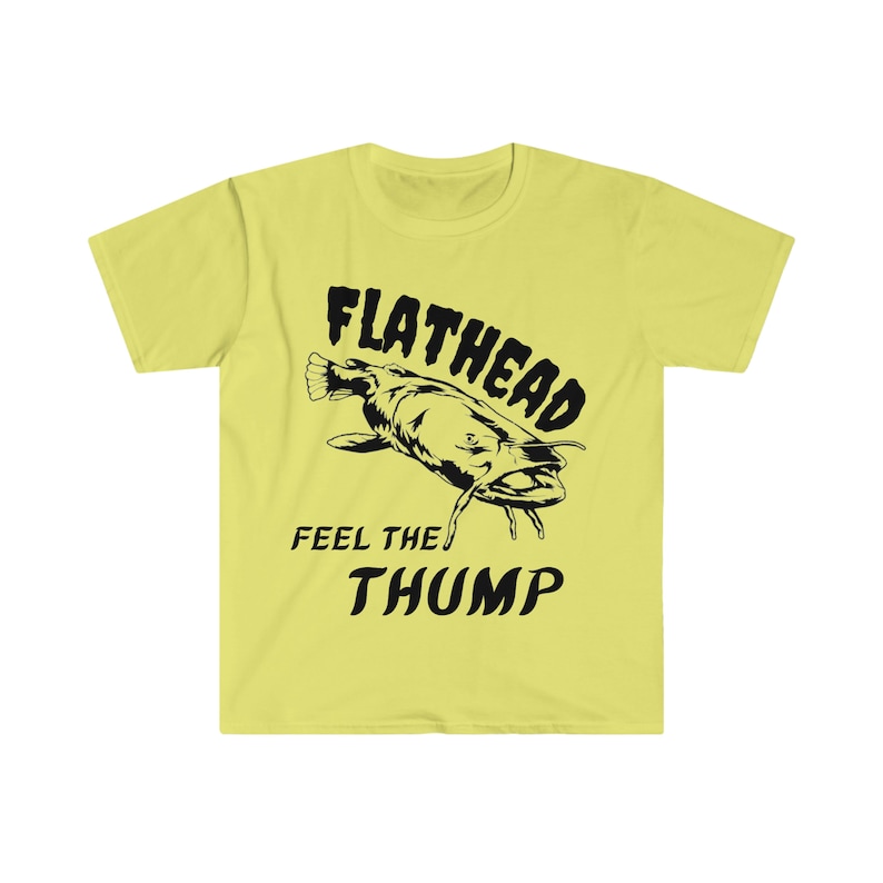 FLATHEAD Catfish T-shirt | Fishing Gift | Catfish Fishing | Reel Men Fish | River Rat Tshirt Cornsilk