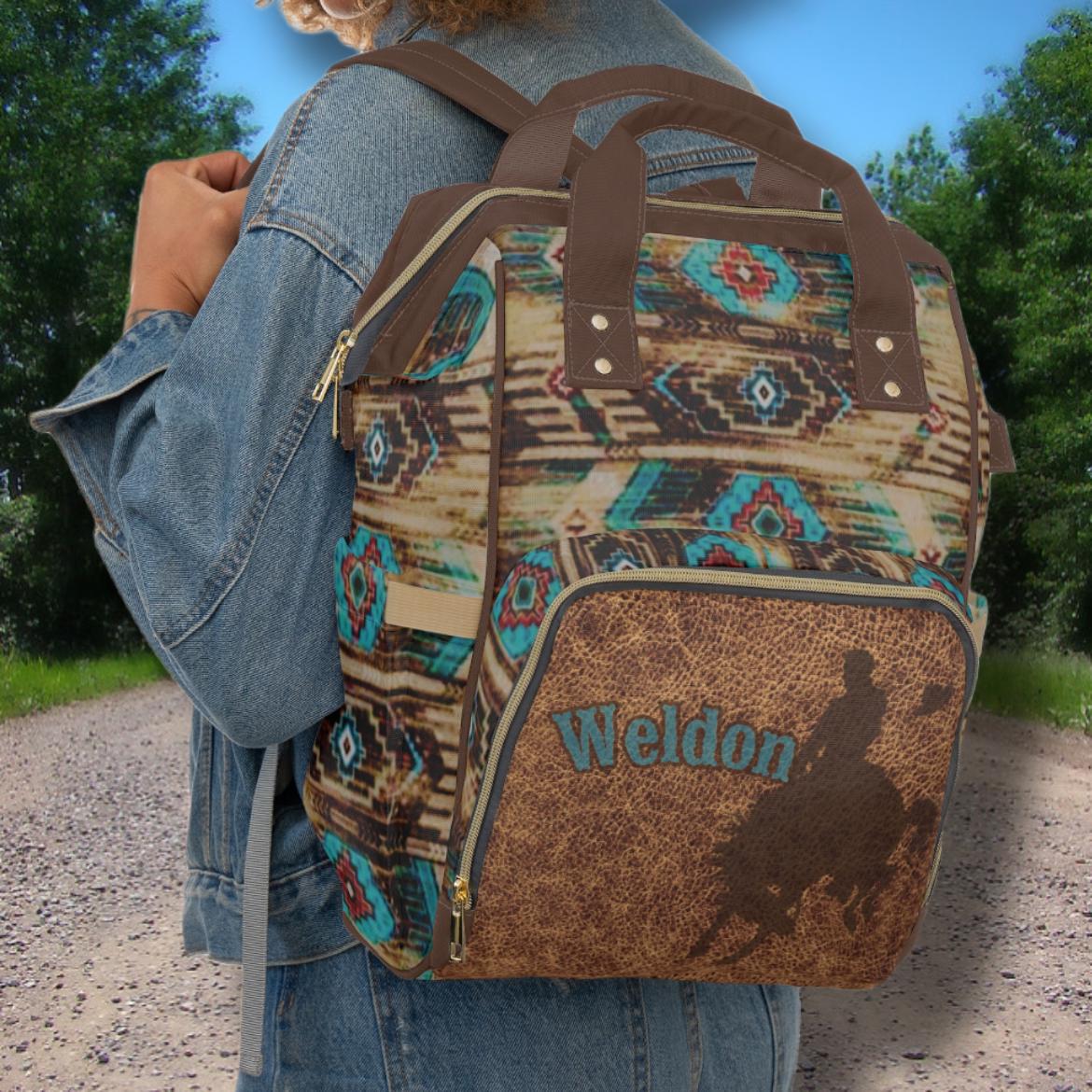 Western Rodeo Backpack PERSONALIZED Saddle Blanket Bronc Rider Western Multifunctional ...