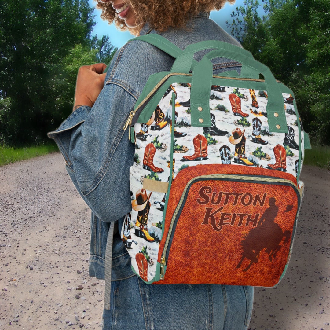 PERSONALIZED Western Backpack Western Diaper Bag, Retro Vintage Cowboy