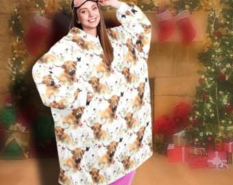 Highland Cow & Butterflies OVERSIZED GIANT Blanket Hoodie Full Body Snuggle Sack Hoodie Cute Western Christmas Gift for Cowgirls of all ages