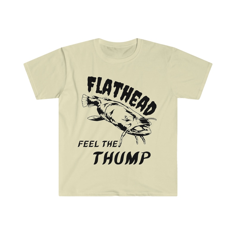 FLATHEAD Catfish T-shirt | Fishing Gift | Catfish Fishing | Reel Men Fish | River Rat Tshirt Natural