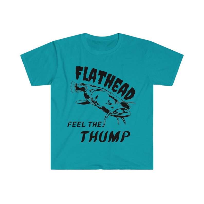 FLATHEAD Catfish T-shirt | Fishing Gift | Catfish Fishing | Reel Men Fish | River Rat Tshirt Tropical Blue