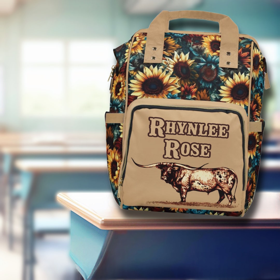 PERSONALIZED Back to School Western Backpack, Texas Longhorn Cattle ...