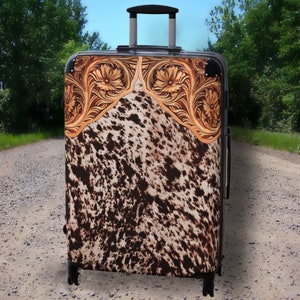 Cowhide Luggage Set Etsy